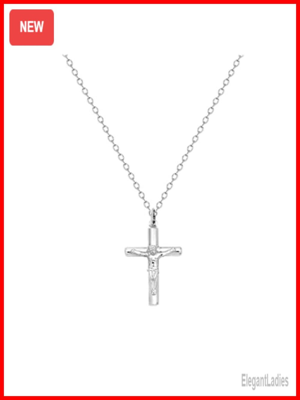 Sterling Silver Italian Crucifix Cross Charm Pendant Necklace 18in